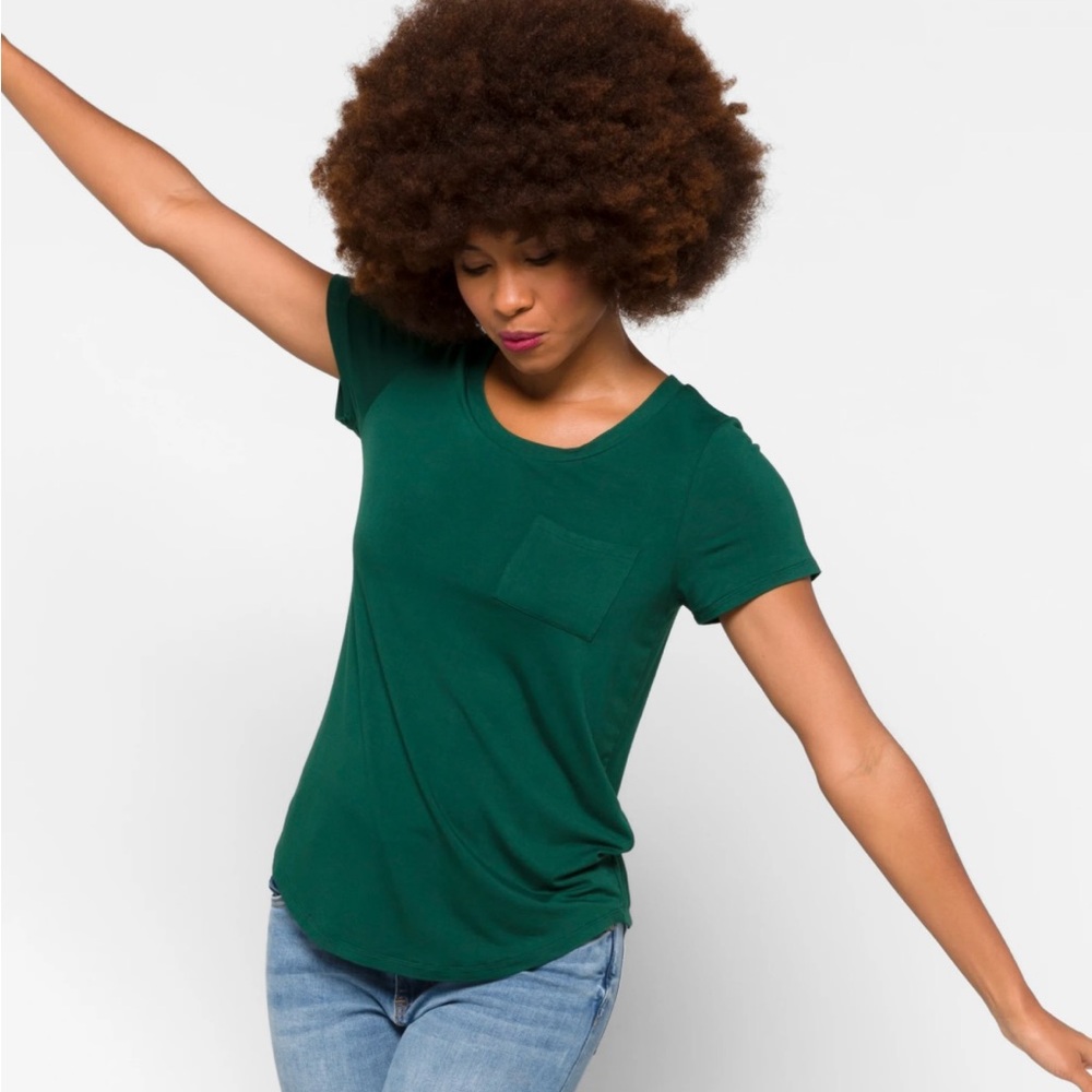 NWT-Market & Spruce Elaine Pocket Short Sleeve Tee Dark Green